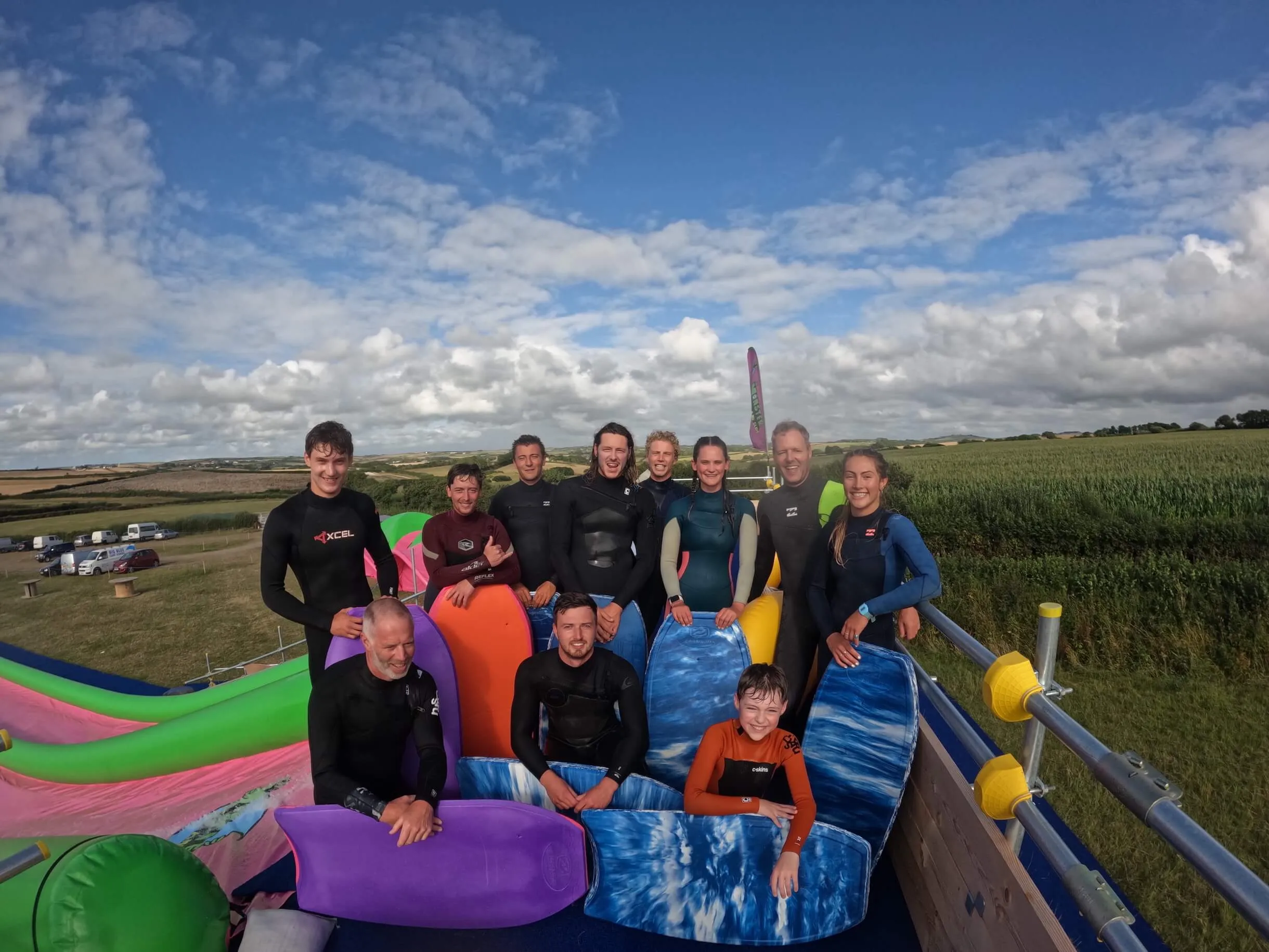 oa surf club team at the slip and slide