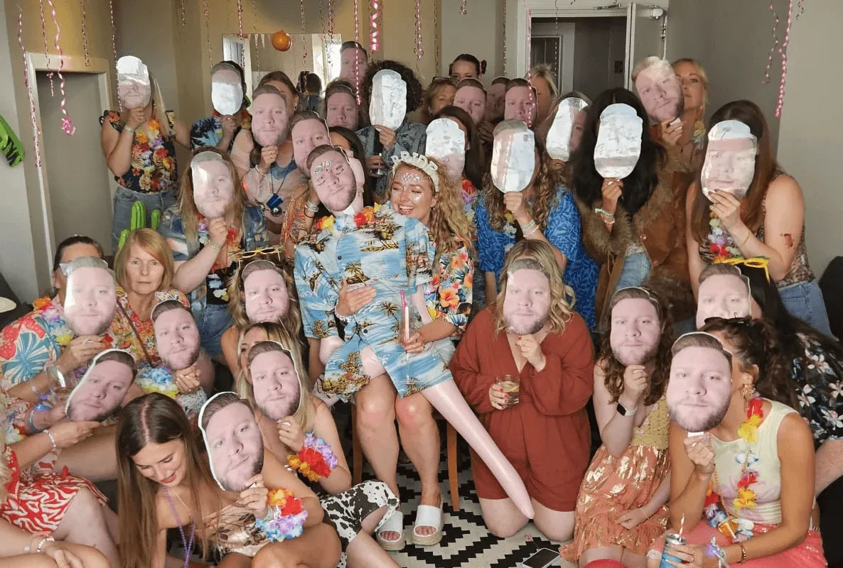 hen do sitting in a large lounge at OA Surf Club