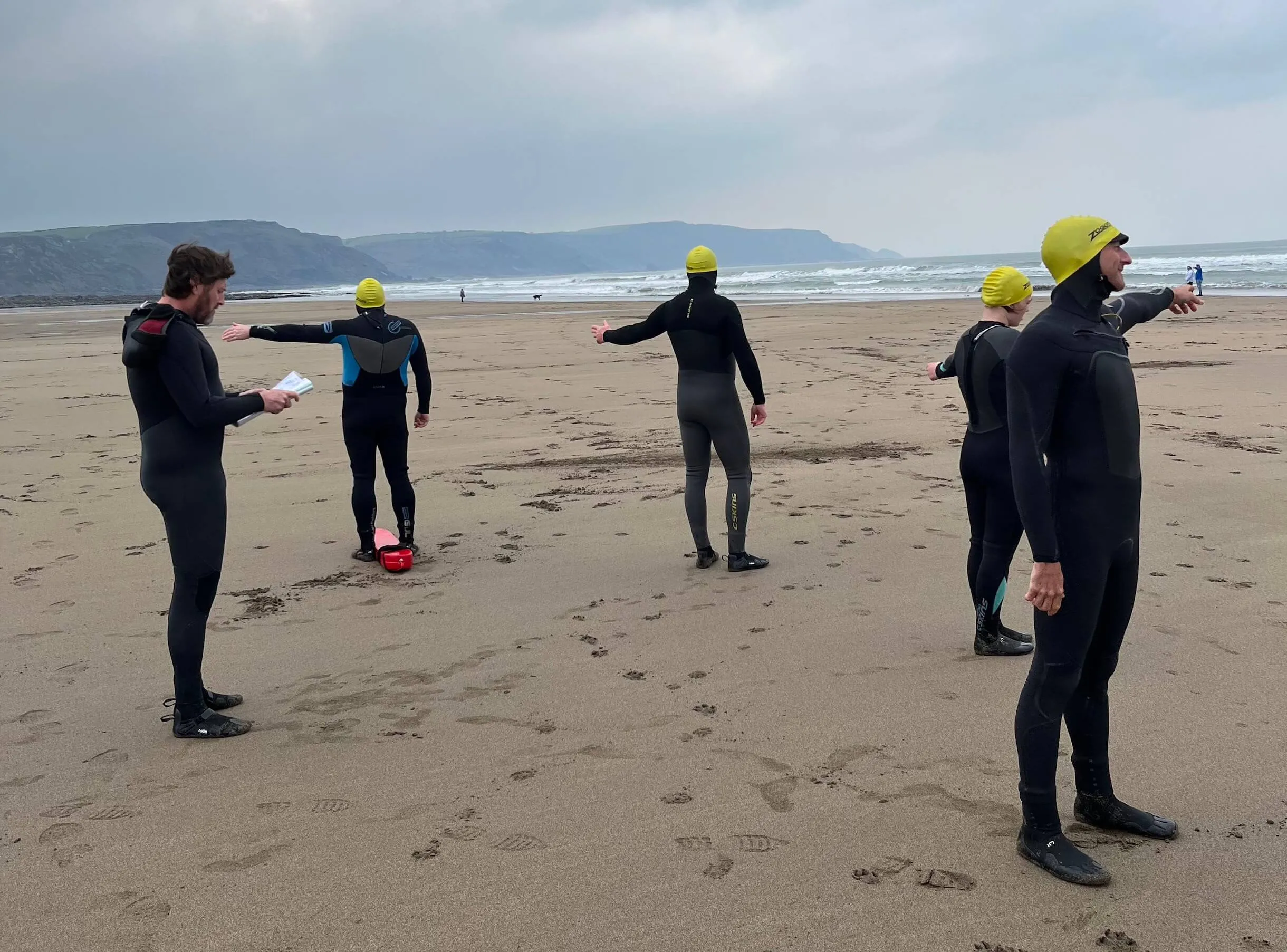 students being assessed on their beach lifeguard qualification