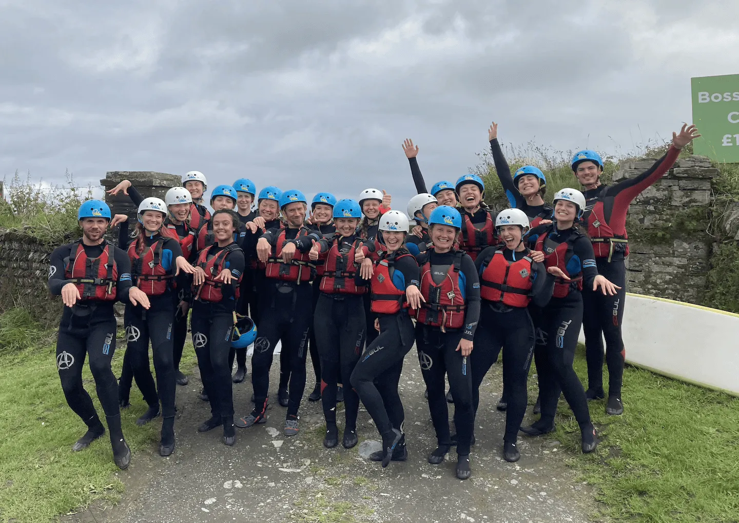 a group of friends about to go coasteering with oa surf club